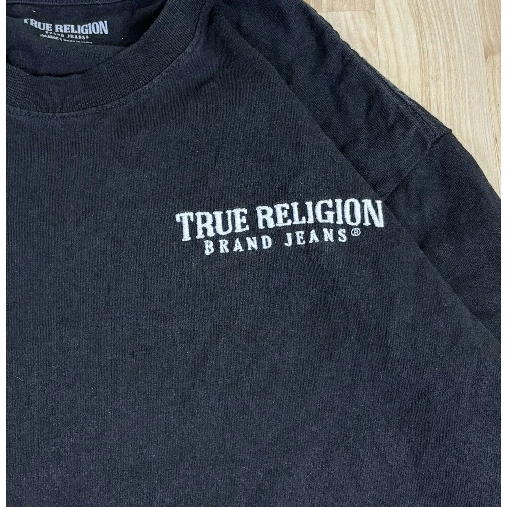 Men’s True Religion Embroidered Graphic T-Shirt / Black / Size 2XL